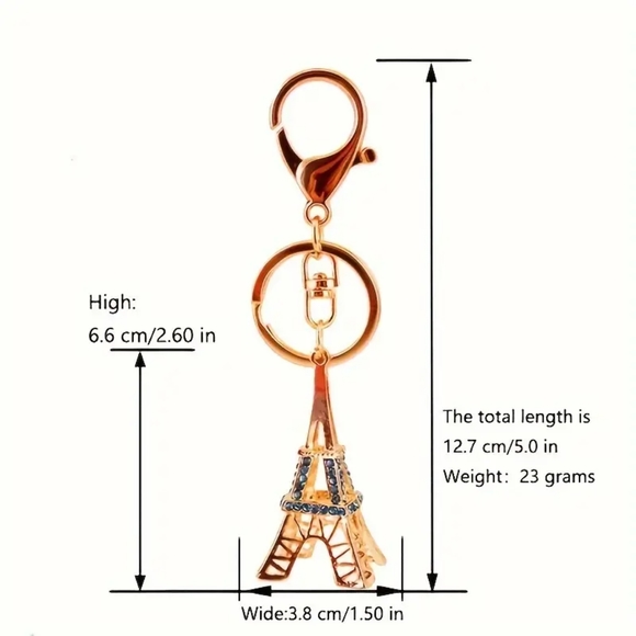 NWOT Mini Eiffel Tower Rhinestone Bag Charm - Picture 2 of 2
